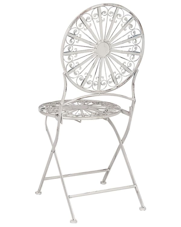 Sæt med 2 Have Bistrostole Hvid Metal Sammenfoldelig Udendørs Nødeffekt UV-rustmodstand Fransk Retrostil
