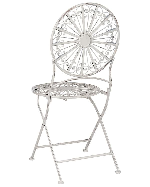 Sæt med 2 Have Bistrostole Hvid Metal Sammenfoldelig Udendørs Nødeffekt UV-rustmodstand Fransk Retrostil