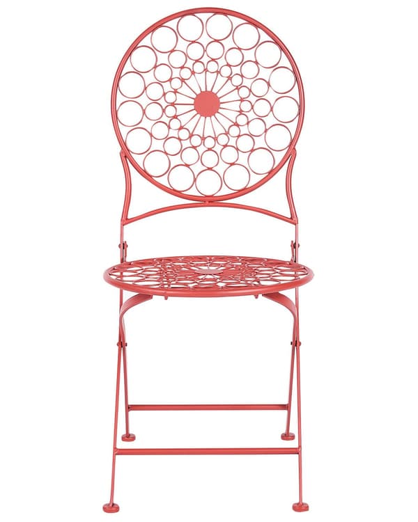 Sæt med 2 Have Bistro Stole Rød Metal Sammenfoldelig Udendørs UV Rustmodstand Fransk Retro Stil