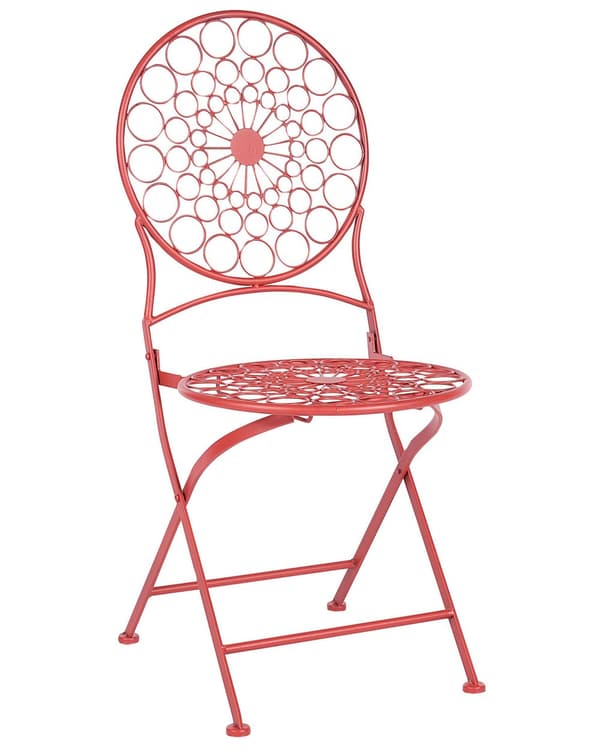 Sæt med 2 Have Bistro Stole Rød Metal Sammenfoldelig Udendørs UV Rustmodstand Fransk Retro Stil