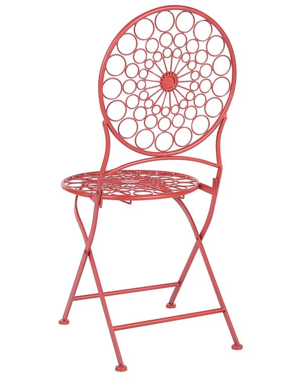 Sæt med 2 Have Bistro Stole Rød Metal Sammenfoldelig Udendørs UV Rustmodstand Fransk Retro Stil