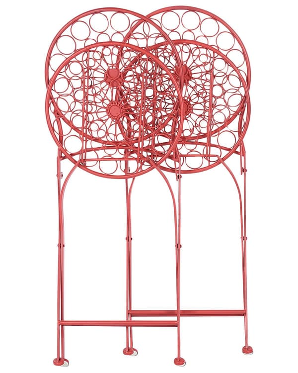 Sæt med 2 Have Bistro Stole Rød Metal Sammenfoldelig Udendørs UV Rustmodstand Fransk Retro Stil