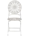Miniatyrbilde 4 av 9: Sett med 2 Hagestoler Bistro stoler Hvit jern sammenleggbar utendørs distressed effekt UV-rustmotstand fransk retrostil