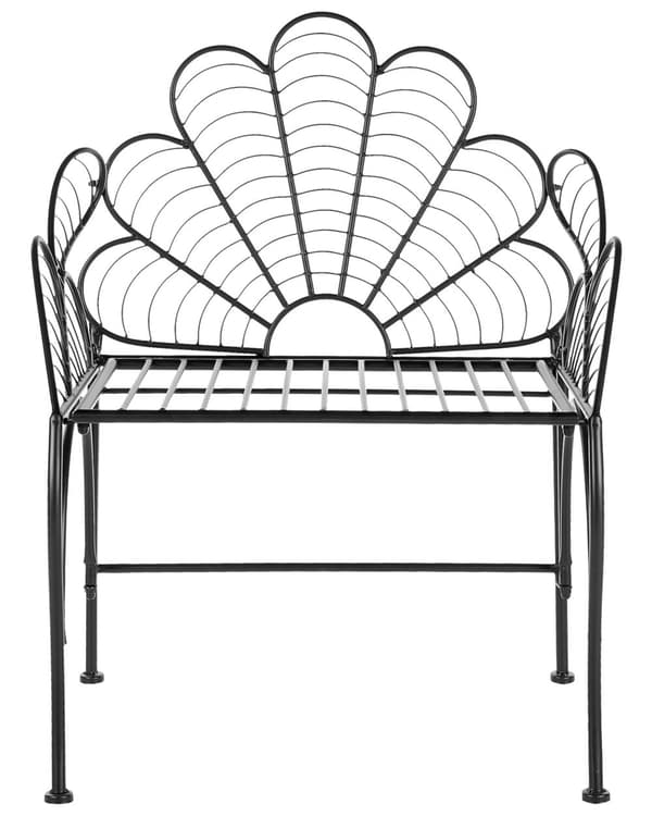 Trädgårdsstol Svart Järn med Armstöd Utomhus Vintage Retro Stil