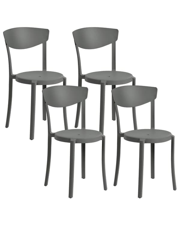 Tuoli tummanharmaa 42 x 80 x 40 cm muovi pinottava 4 kpl säänkestävä sisälle ulos moderni