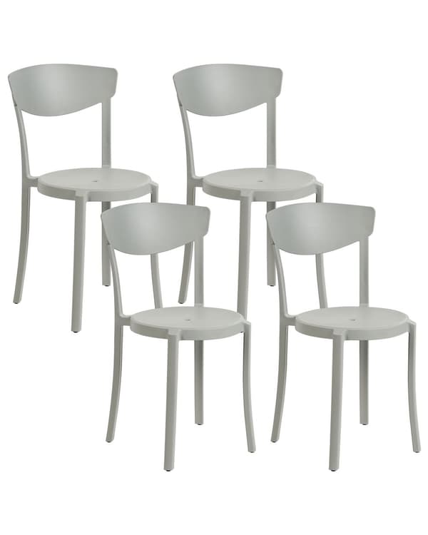 Tuoli vaaleanharmaa 42 x 80 x 40 cm muovi pinottava 4 kpl säänkestävä sisälle ulos moderni