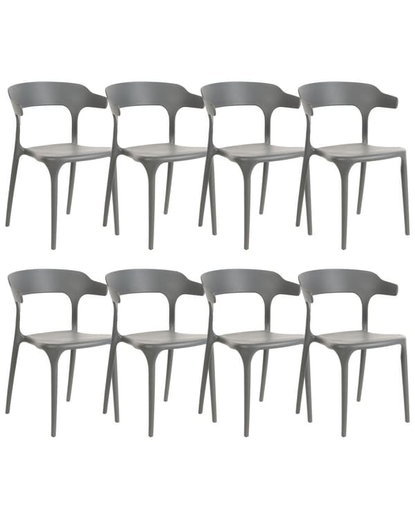 Tuoli harmaa 40 x 76 x 49 cm muovi pinottava 8 kpl säänkestävä sisälle ulos moderni