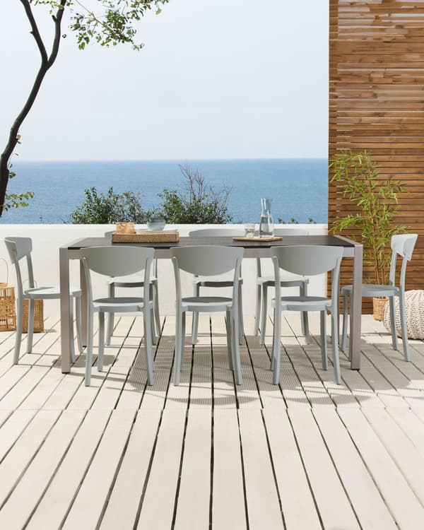 Set med 8 Trädgårdsstolar Ljusgrå Polypropen Lättviktig Väderbeständig Plast Inomhus Utomhus Modern Design