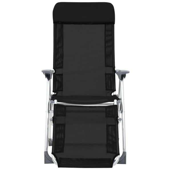 vidaXL foldbare campingstole med fodstøtter 2 stk. textilene sort