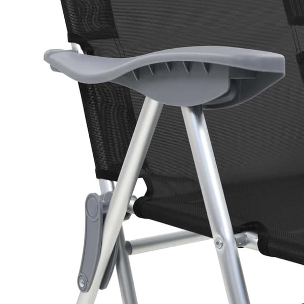 vidaXL foldbare campingstole med fodstøtter 2 stk. textilene sort