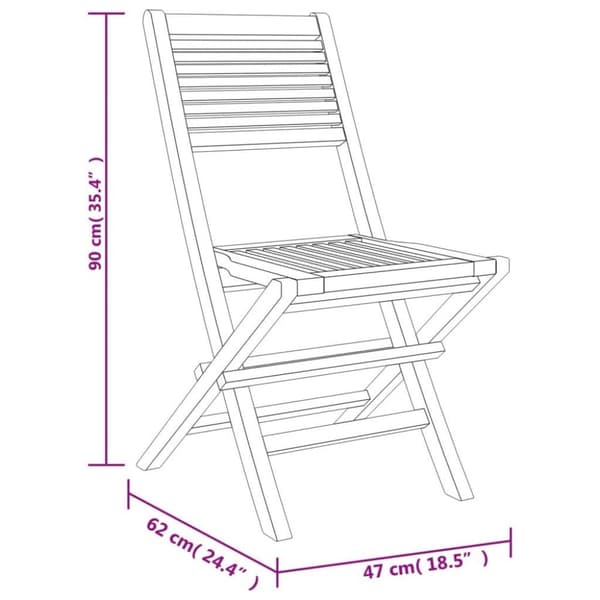 vidaXL Hopfällbara trädgårdsstolar 2 st 47x62x90 cm massiv teak