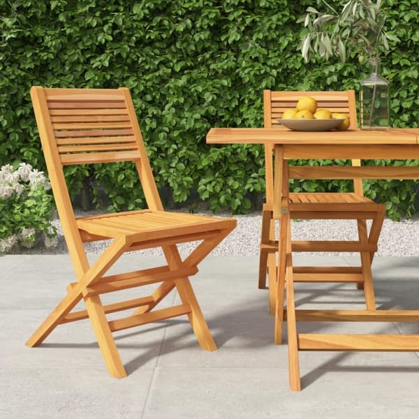 vidaXL Hopfällbara trädgårdsstolar 2 st 47x62x90 cm massiv teak