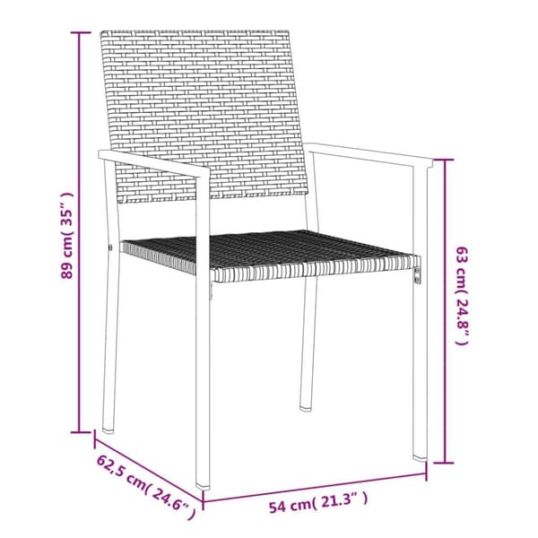 vidaXL Hagestoler 2 stk svart 54x62,5x89 cm polyrotting