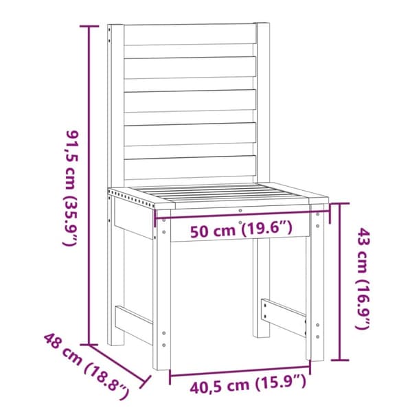 vidaXL havestole 2 stk. 50x48x91,5 cm massivt douglasgran