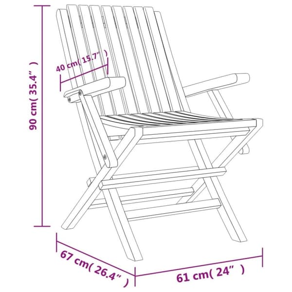 vidaXL Hopfällbara trädgårdsstolar 4 st 61x67x90 cm massiv teak