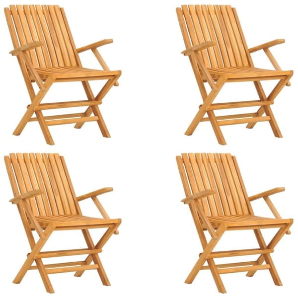 vidaXL Hopfällbara trädgårdsstolar 4 st 61x67x90 cm massiv teak