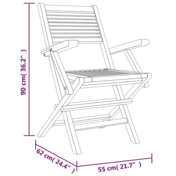 vidaXL Hopfällbara trädgårdsstolar 6 st 55x62x90 cm massiv teak