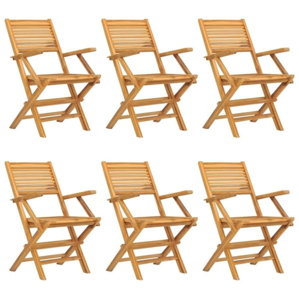 vidaXL Hopfällbara trädgårdsstolar 6 st 55x62x90 cm massiv teak