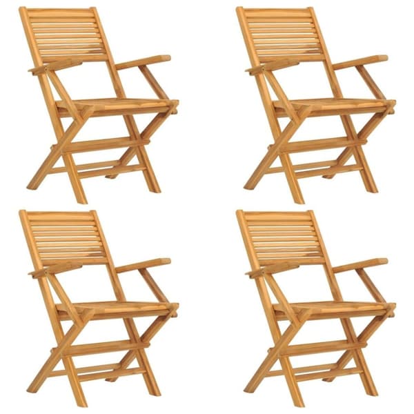 vidaXL havestole 4 stk. 55x62x90 cm foldbare massivt teaktræ