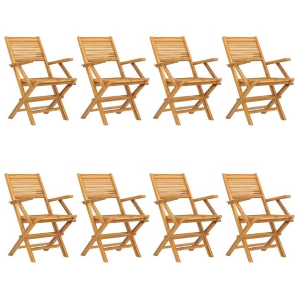 vidaXL Kokoontaitettavat puutarhatuolit 8 kpl 55x62x90 cm täysi tiikki