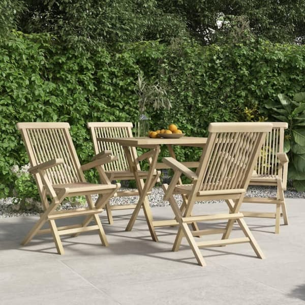 vidaXL havestole 4 stk. 56x61x89 cm foldbare massivt teaktræ grå