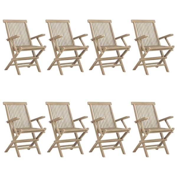 vidaXL havestole 8 stk. 56x61x89 cm foldbare massivt teaktræ grå