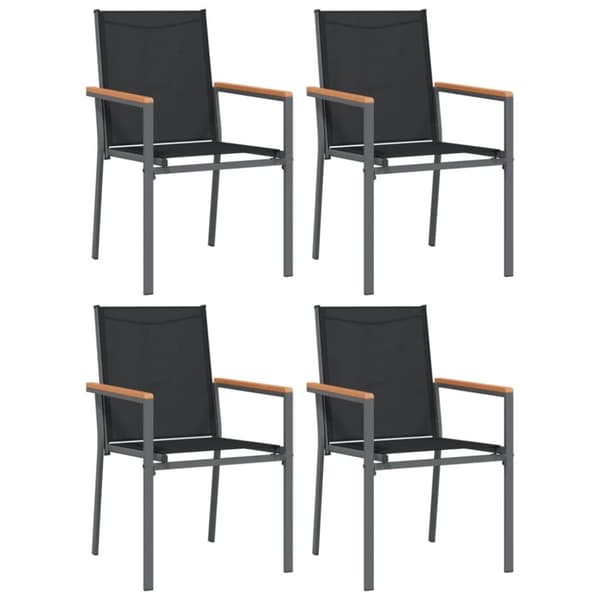 vidaXL Hagestoler 4 stk svart 55x61,5x90 cm textilene og stål
