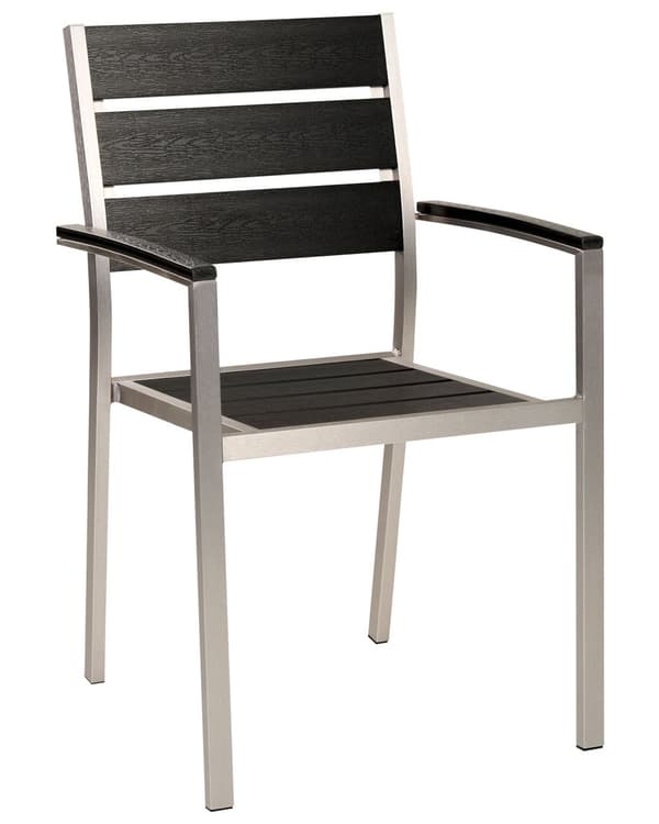 Havestole Sort Plast Sølv Aluminium Sæt af 6 Udendørs Stabelstole Noonwood Vedligeholdelsesfri til Terrasse Have