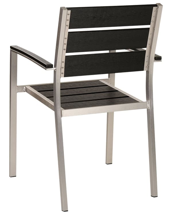 Havestole Sort Plast Sølv Aluminium Sæt af 6 Udendørs Stabelstole Noonwood Vedligeholdelsesfri til Terrasse Have