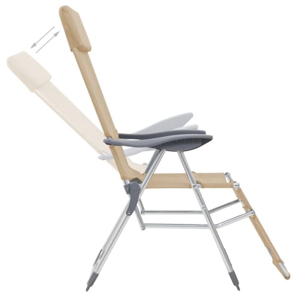 vidaXL foldbare campingstole med fodstøtter 2 stk. textilene creme