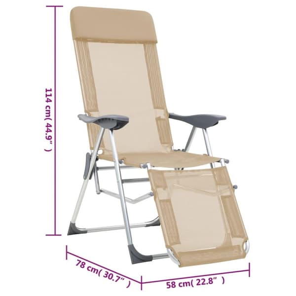 vidaXL foldbare campingstole med fodstøtter 2 stk. textilene creme