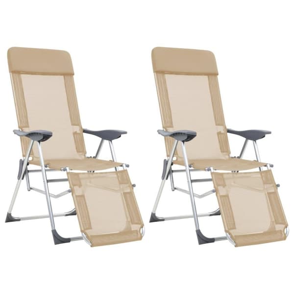 vidaXL foldbare campingstole med fodstøtter 2 stk. textilene creme