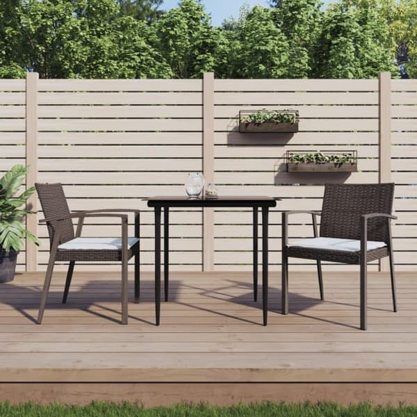 vidaXL Trädgårdsstolar 2 st med dynor brun 56,5x57x83 cm konstrotting