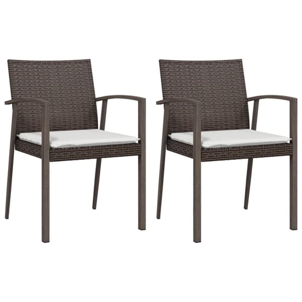 vidaXL Trädgårdsstolar 2 st med dynor brun 56,5x57x83 cm konstrotting