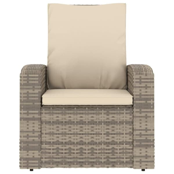 vidaXL Reclinerstol for trädgården med dynor ljusbrun konstrotting