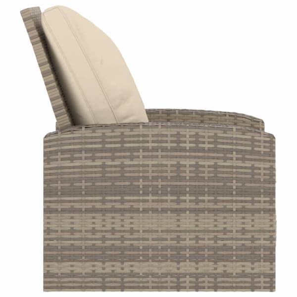 vidaXL Reclinerstol for trädgården med dynor ljusbrun konstrotting