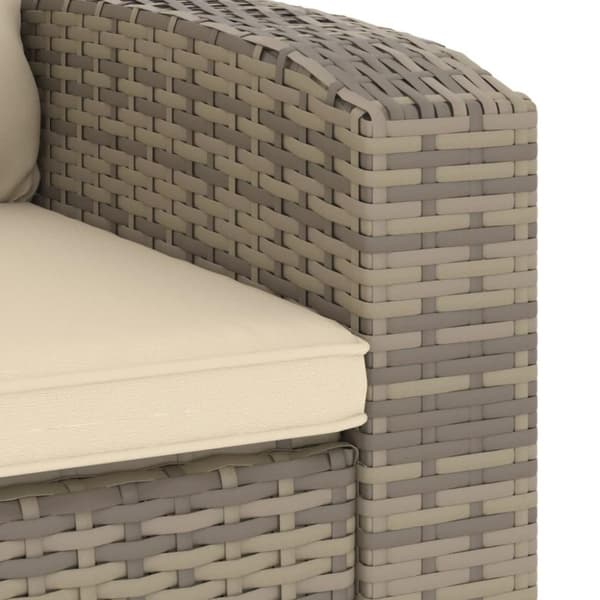 vidaXL Reclinerstol for trädgården med dynor ljusbrun konstrotting