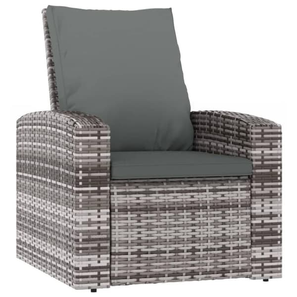 vidaXL Reclinerstol för trädgården med dynor grå konstrotting