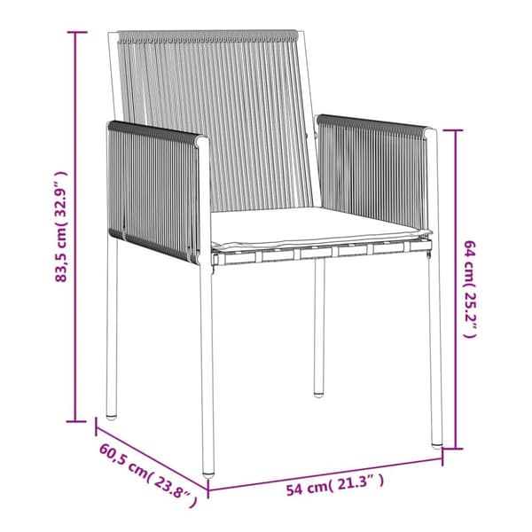 vidaXL havestole med hynder 2 stk. 54x60,5x83,5 cm polyrattan sort