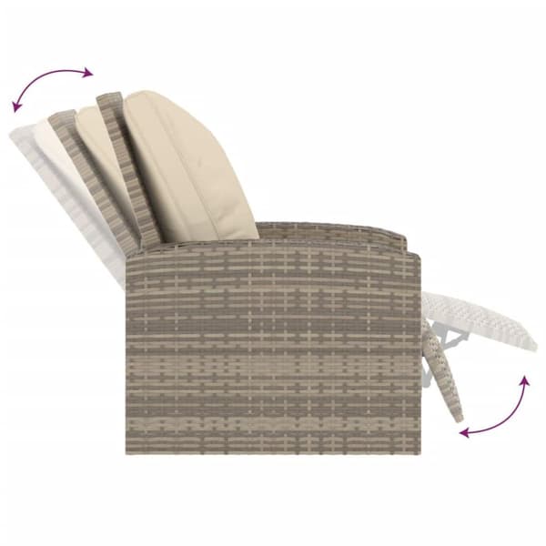 vidaXL positionsstol med hynder polyrattan lysebrun