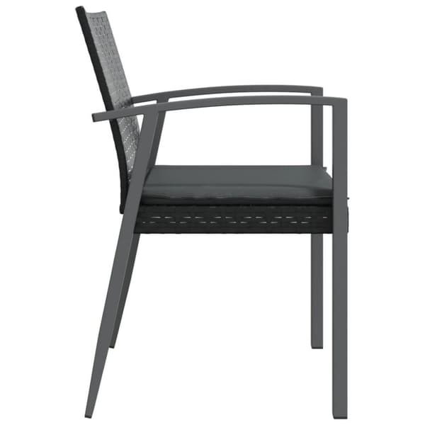 vidaXL havestole med hynder 2 stk. 56,5x57x83 cm polyrattan sort