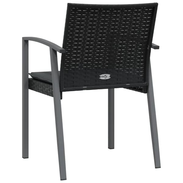 vidaXL havestole med hynder 2 stk. 56,5x57x83 cm polyrattan sort