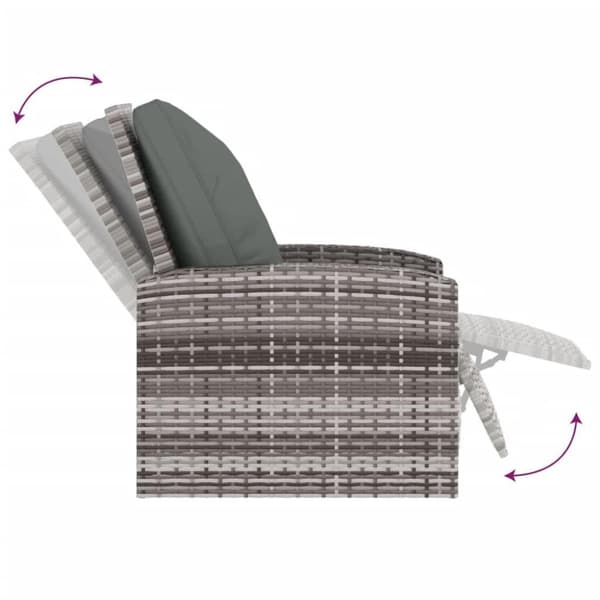 vidaXL positionsstol med hynder polyrattan grå