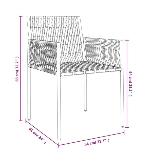 vidaXL havestole med hynder 2 stk. 46x61x83 cm polyrattan brun