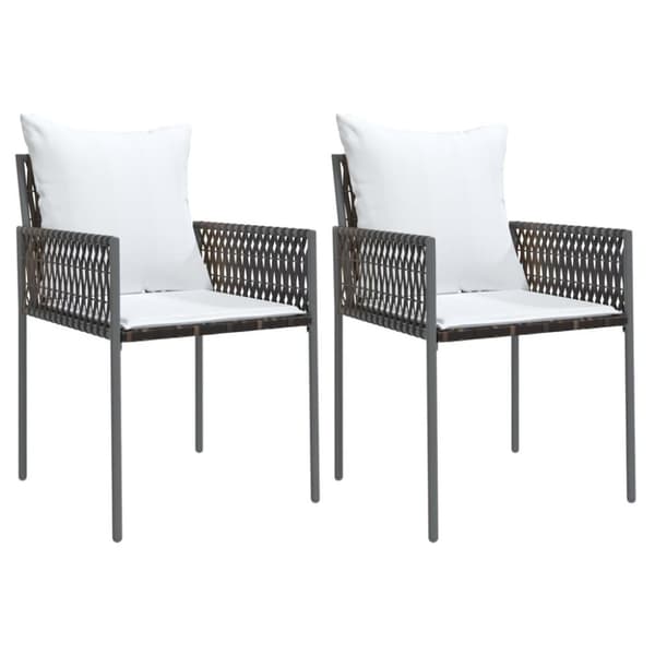 vidaXL havestole med hynder 2 stk. 46x61x83 cm polyrattan brun