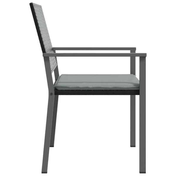vidaXL Trädgårdsstolar 2 st med dynor svart 54x62,5x89 cm konstrotting