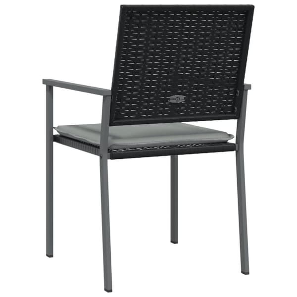 vidaXL Trädgårdsstolar 2 st med dynor svart 54x62,5x89 cm konstrotting