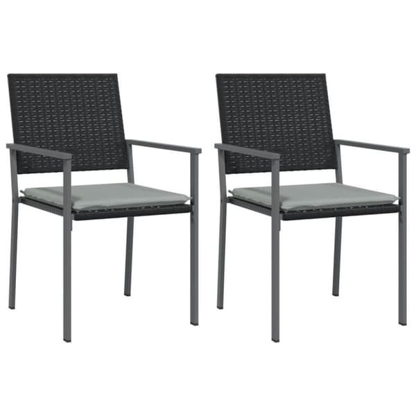 vidaXL Trädgårdsstolar 2 st med dynor svart 54x62,5x89 cm konstrotting