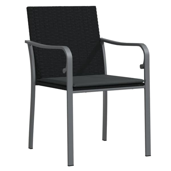vidaXL Trädgårdsstolar 2 st med dynor svart 56x59x84 cm konstrotting