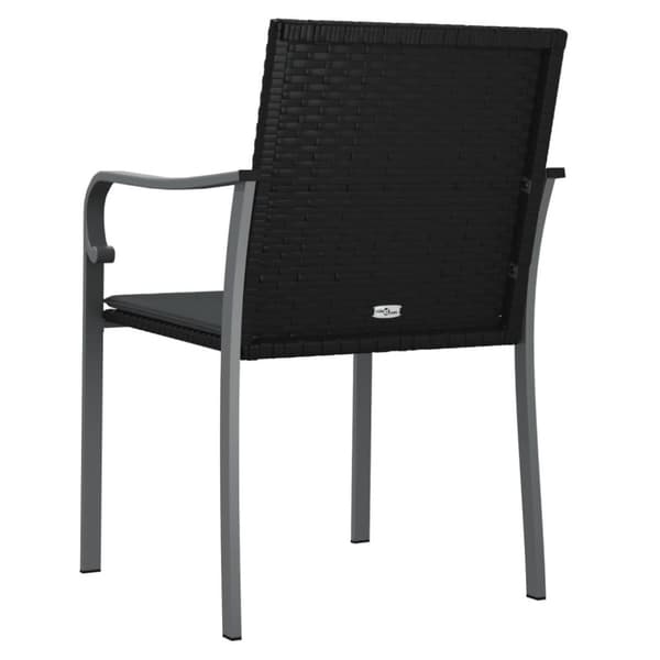 vidaXL Trädgårdsstolar 2 st med dynor svart 56x59x84 cm konstrotting